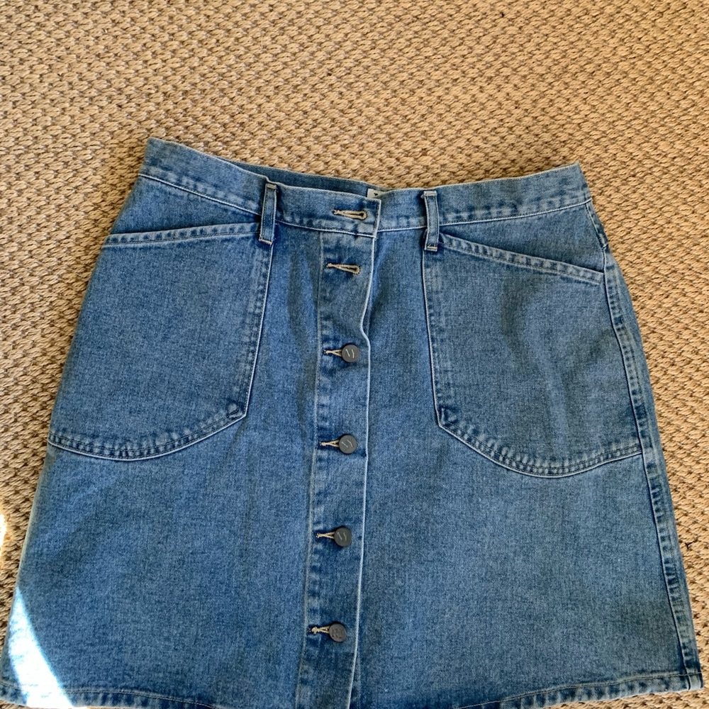 Vintage medium wash Denim Button-Front Skirt size L or 12